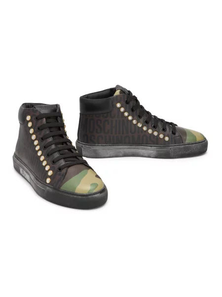 Sneakersy Moschino skórzane brązowe