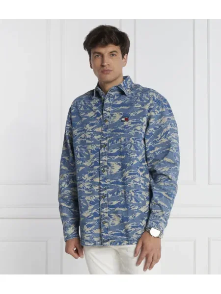 Tommy Jeans Cămașă TIGER CAMO | denim albastru
