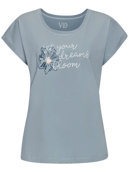 VIVANCE Bluză de noapte albastru marin / gri fumuriu alb