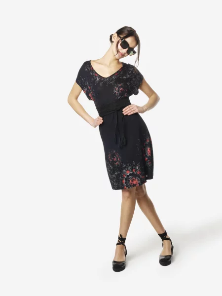 KOROSHI Rochie gri / gri deschis / roșu negru