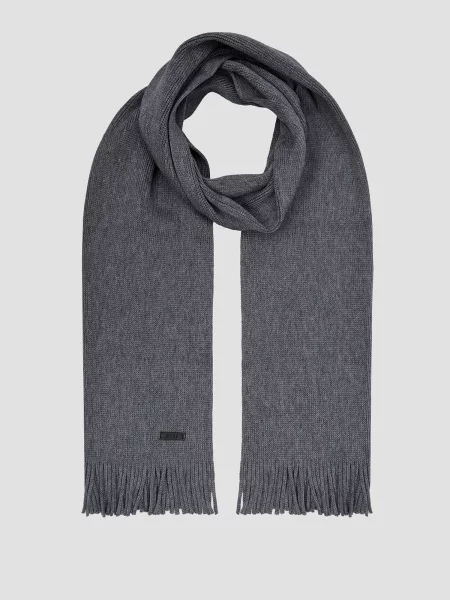 Шерстяной шарф Boss серый