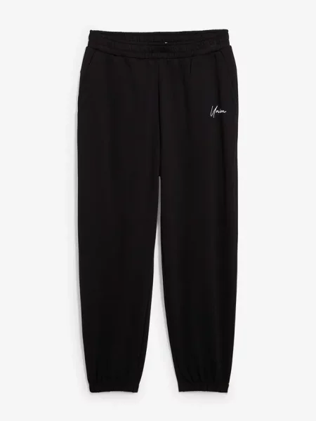 Spodnie joggingowe z wysokiej jakości bawełny loose fit czarne