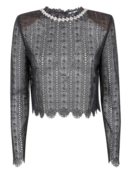Top Self-portrait din dantelă negru