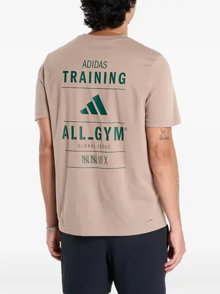 Tricou Adidas cu dungi cu broderie alergare gri
