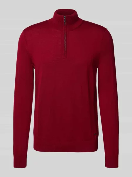 Sweter z dzianiny z żywej wełny z kołnierzem zapinanym model „Dario” Joop! Collection