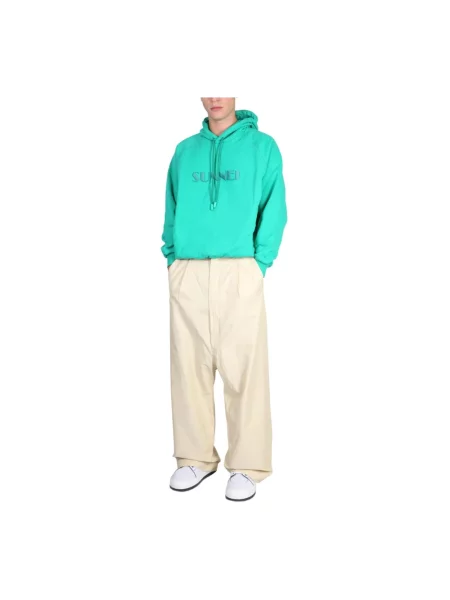 Bluza z kapturem Sunnei z kapturem z logo zielona
