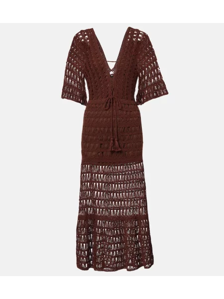 Rochie midi Anna Kosturova până la genunchi de costum maro