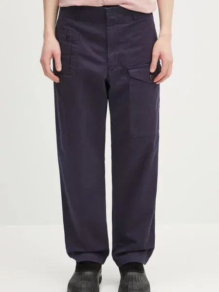 Human Made pantaloni de Straight Cargo Pants bleumarin drept