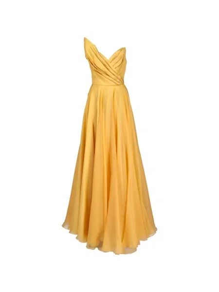 Rochie maxi Marco Gabrielli Atelier cu mărgele fără bretele galben