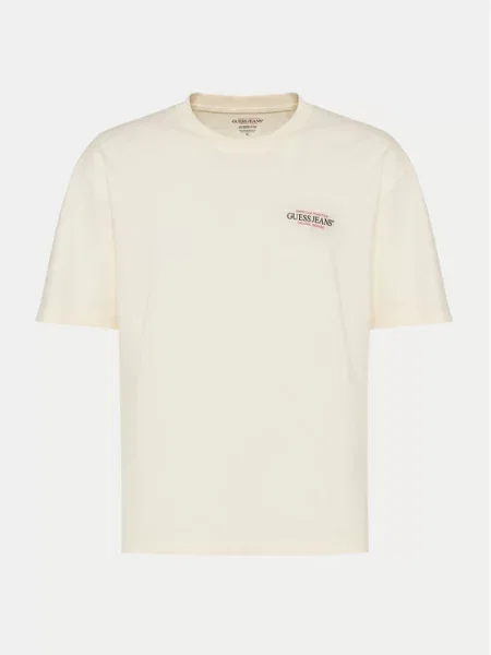 Guess Jeans Marškinėliai Écru Overshirt Fit juoda