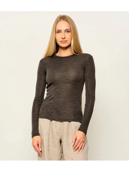 Weekend MaxMara De lână bluză Wkdpatto cu adaos de mătase maro