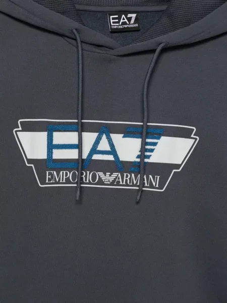 Hanorac cu glugă Ea7 Emporio Armani cu imagine cu cordon gri
