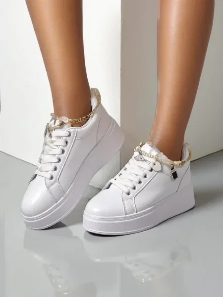 Sneakerși Resti cu platformă alb