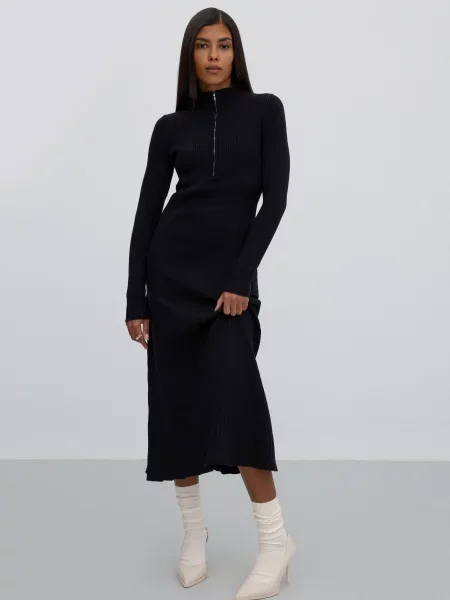 Сукня міді Estro віскоза/нейлон чорний