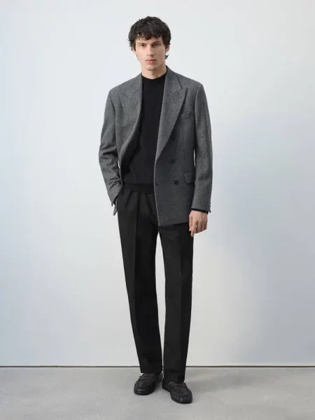 Sweter z bawełny i z półgolfem Mężczyzna XL MANGO MAN czarny
