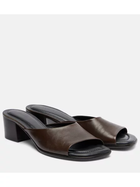 Papuci tip mules Lemaire din piele maro