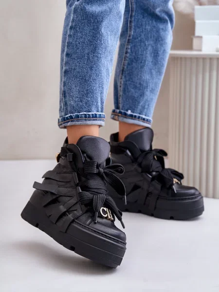 Sneakersy Chebello na platformie czarne