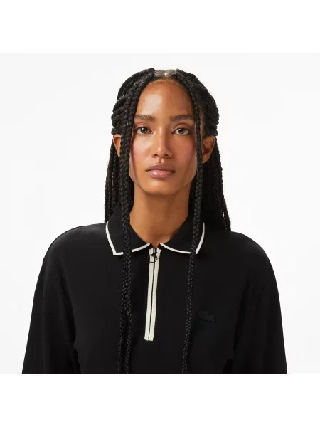 Lacoste Sweter Z Kołnierzykiem Polo Regular Fit czarny