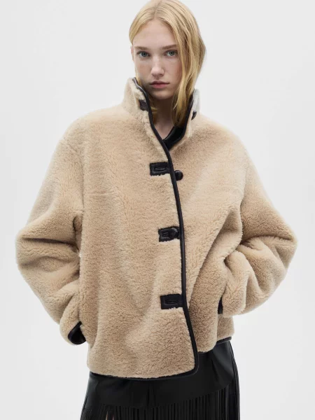 Шуба Mango бежевая