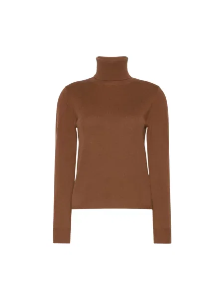 Sweter z golfem Max Mara Studio wełniany brązowy