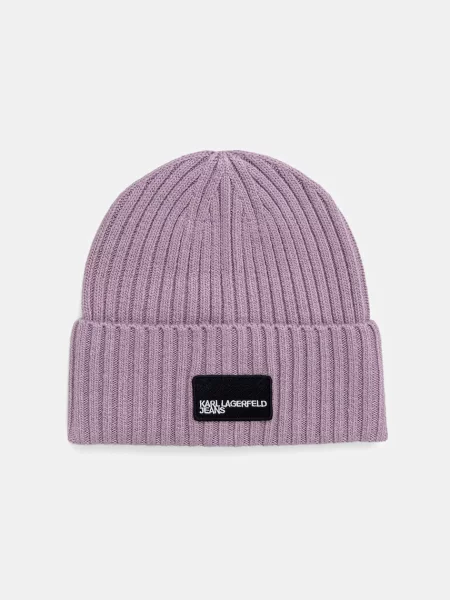 Kapa s dodatkom vune Karl Lagerfeld Jeans ljubičasta