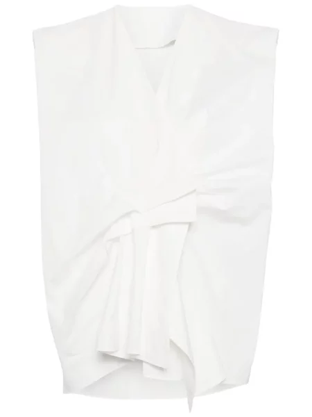 Bluză Jnby fără mâneci plisată alb