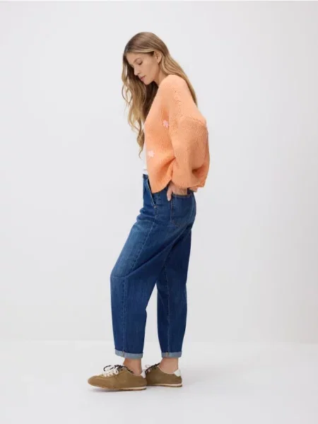 Reserved Cardigan cu broderie portocaliu