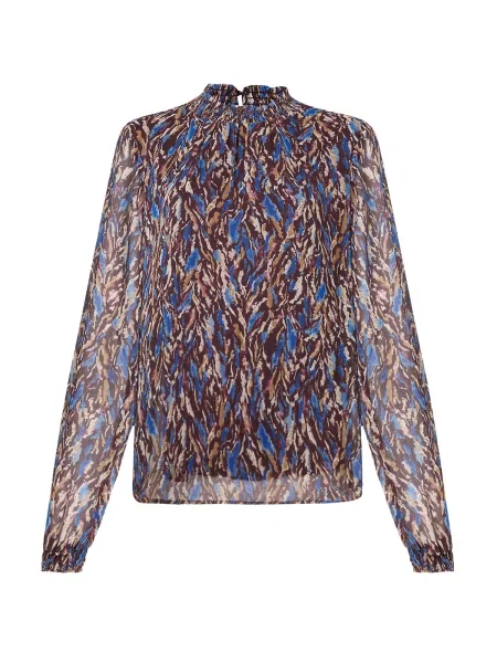 VILA Bluză VIFALIA ecru / regal / maro caramel / maro închis albastru