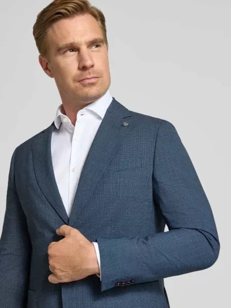Marynarka z mieszanki żywej wełny z kołnierzem z połami model Carver' Cg - Club Of Gents niebieska