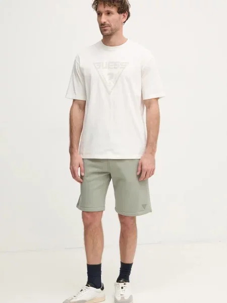 Меланжевые шорты Guess зеленые