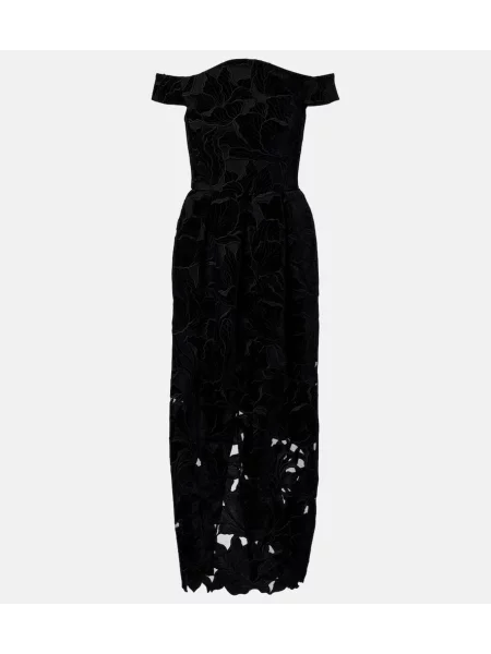 Aksamitna sukienka koktajlowa Erdem garniturowa czarna