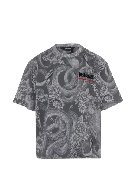 Tricou Just Cavalli cu imagine cu imprimeu animal print gri