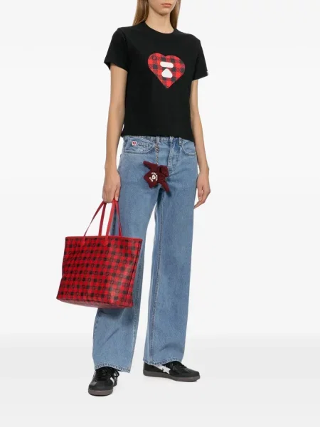 Geantă shopper Apee™ By *a Bathing Ape® în carouri roșu