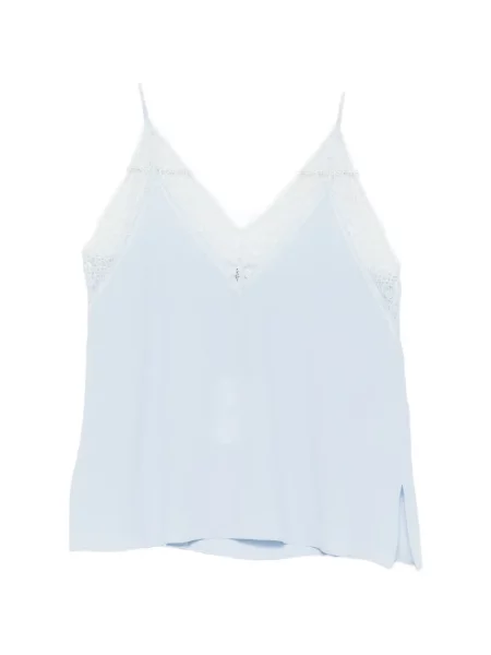 Top Marella cu decolteu în V din dantelă albastru