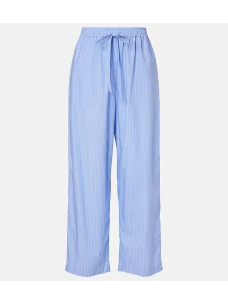 Pantaloni The Row cu dungi albastru