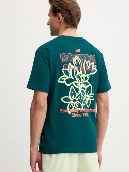 New Balance kratka majica iz bombaža Boston zelena