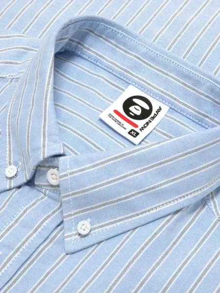 Cămașă Aape By A Bathing Ape cu broderie cu dungi albastru