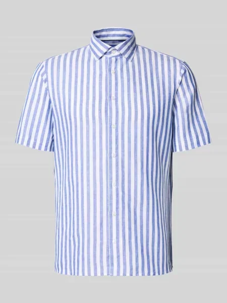 Koszula biznesowa z mieszanki lnu w kroju slim fit z kołnierzykiem kent Jake*s niebieska
