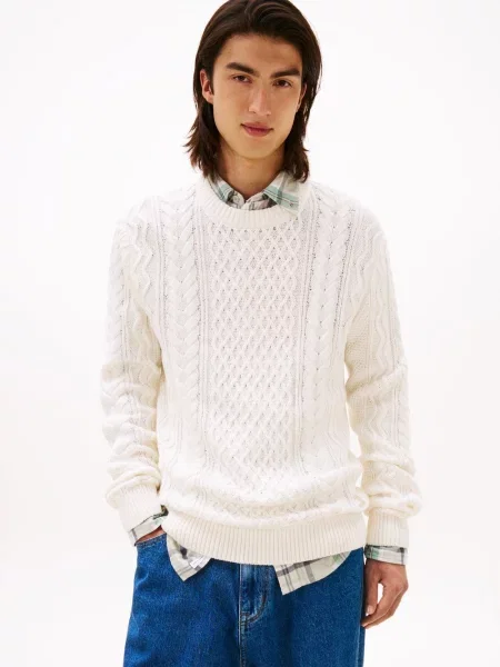 Tommy Jeans sweter Mężczyźni biały jednolity S czarny