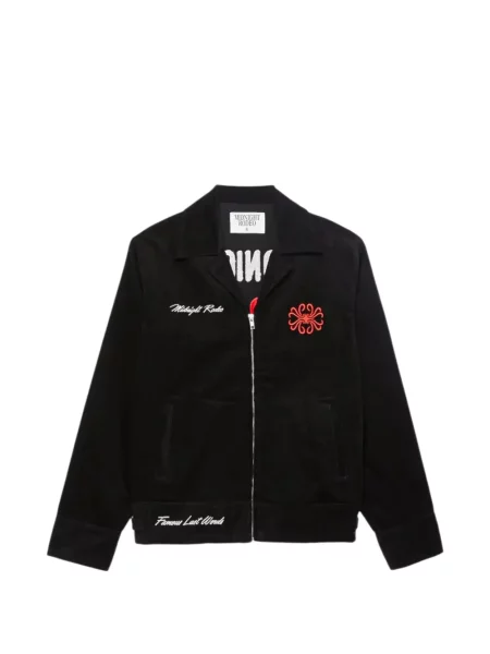 Geacă Midnight Rodeo cu broderie de catifea cord negru