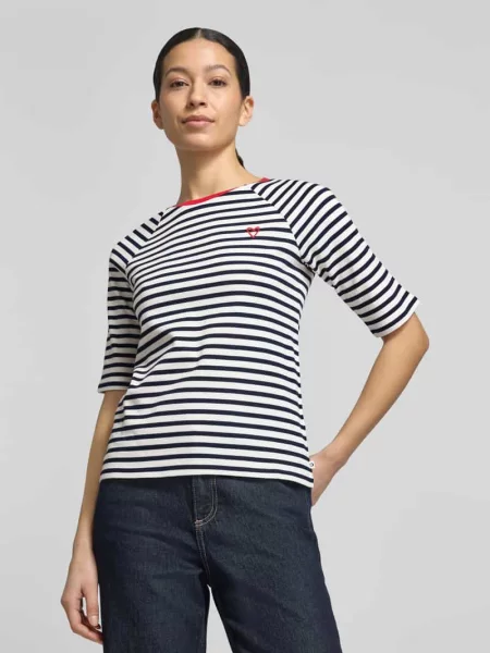 T-shirt o kroju shaping fit z czystej Bawełny Tom Tailor Denim granatowa