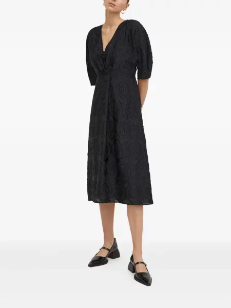 Rochie midi Day Birger Et Mikkelsen cu model floral cu decolteu în V până la genunchi negru