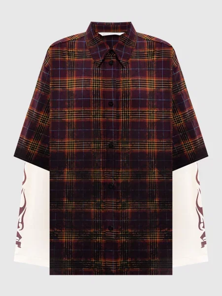 Сорочка в клітинку подвійної конструкції Palm Angels бордова
