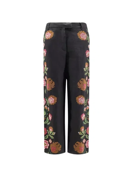 Pantaloni Philippa 1970 cu model floral negru