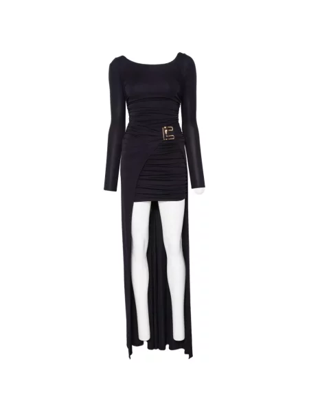 Rochie Elisabetta Franchi cu volane asimetrică negru