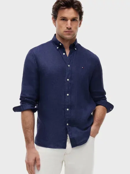 Лляна сорочка Tommy Hilfiger синя