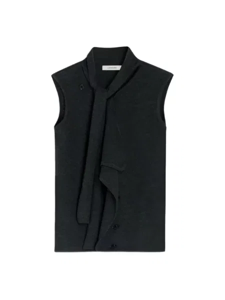 Kamizelka Lemaire wełniana bez rękawów asymetryczna szara