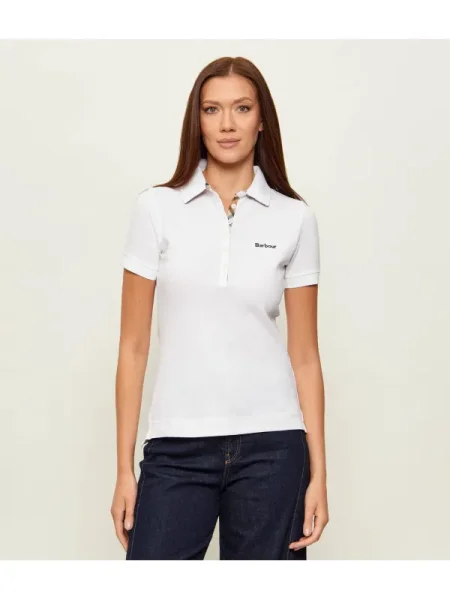 Tricou polo Barbour alb