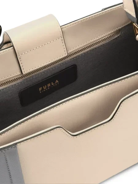 Geantă shopper Furla din piele gri