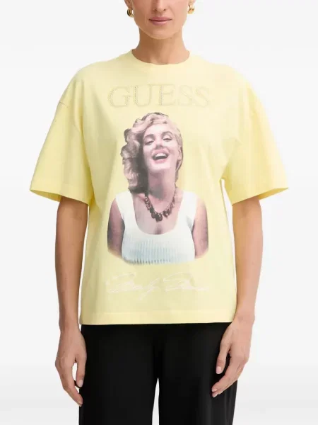 Tricou Guess cu imagine galben